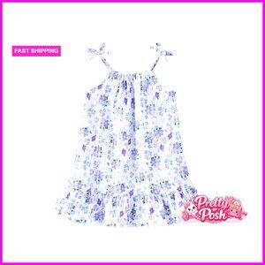 Polyester Sleeveless Floral Ruffle Dress for Girls Summer Beach Play